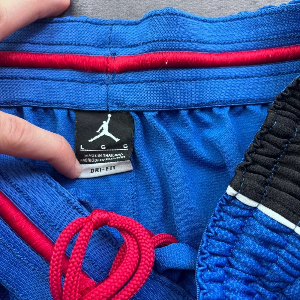 Jordan Mens Blue Black Dri-FIT Basketball Shorts L Jumpman Mesh Athletic Y2K VTG
